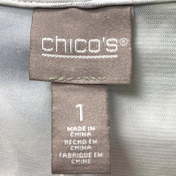 Chico's Tropical Knit T-Shirt/Tunic, Size 1 (Medium), Elbow Sleeve Textured NEW - Picture 2 of 14